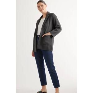 Quince Wm's 100% Organic Cotton Knit Blazer Charcoal Small Best Seller NWT #41